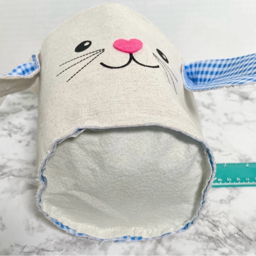 Adorable Blue Gingham Bunny Easter Basket with Eggs - Picture 9 of 10
